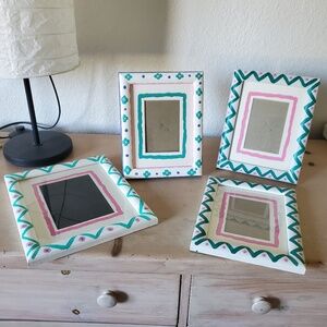 Cute White Painted Geometric Floral Modern Picture FRAME Bundle for kids room